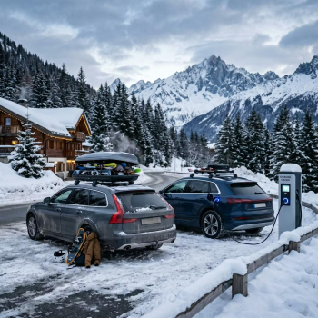 Met de (elektrische) auto op snowboardvakantie