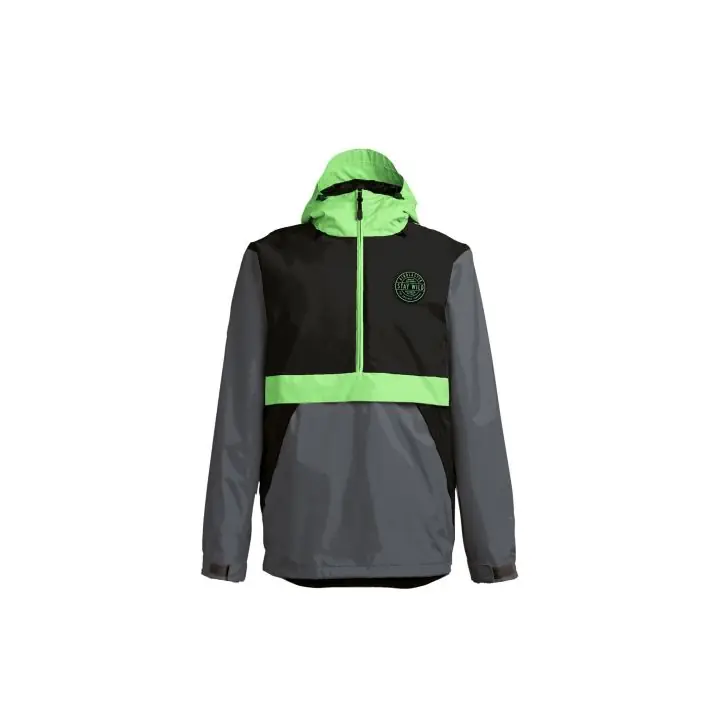 Airblaster Trenchover anorak jacket black hot green